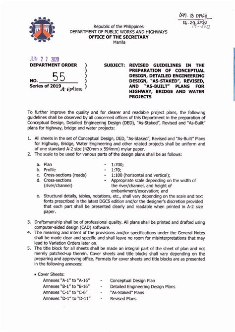 as stake vs as built|DEPARTMENT ORDER ) SUBJECT: REVISED GUIDELINES IN .